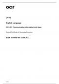 ocr GCSE English Language J351/01 Question Paper and Mark Scheme June2023.