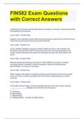 FIN582 Exam Questions with Correct Answers 