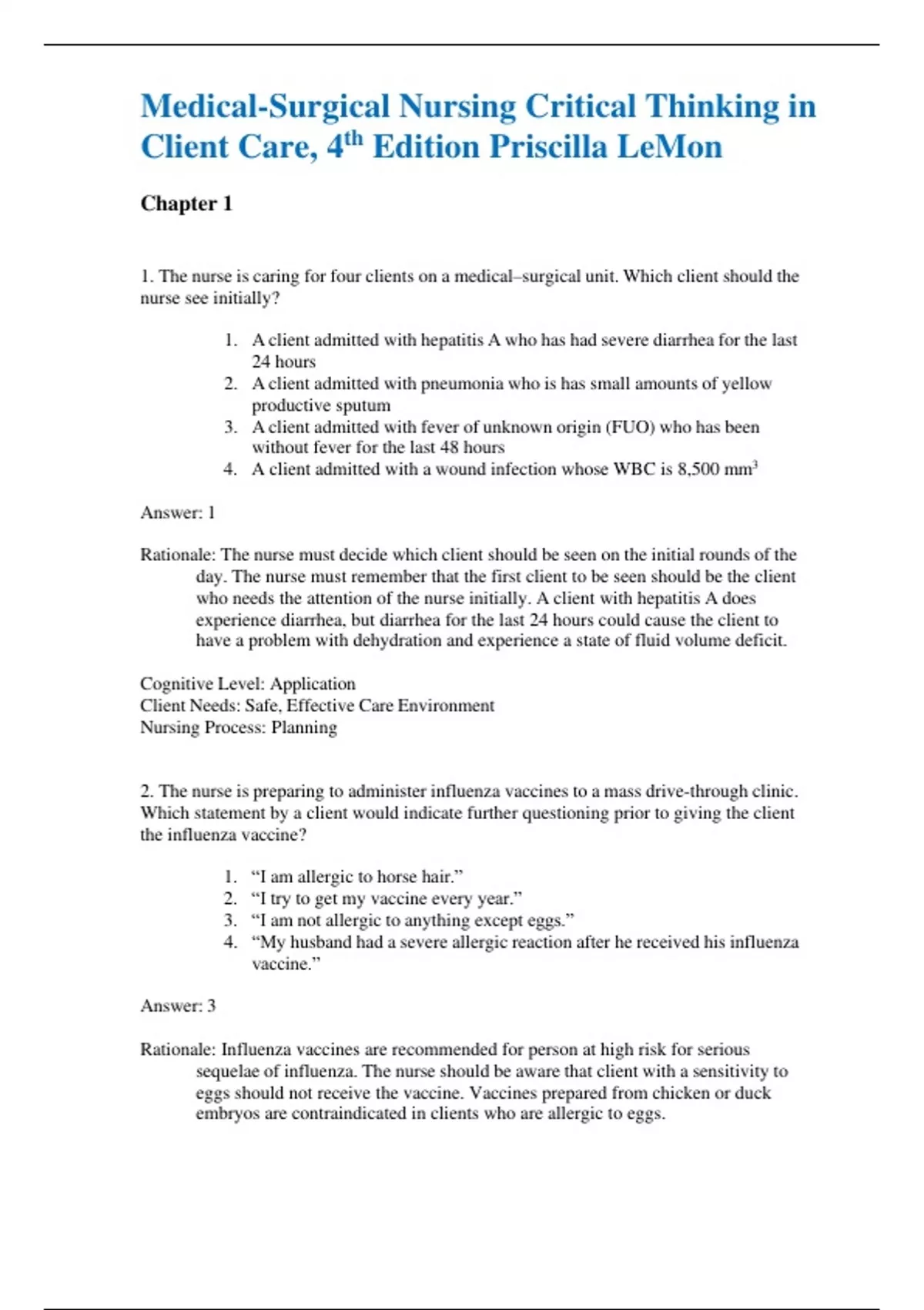 medical surgical nursing critical thinking in patient care