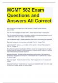 MGMT 582 Exam Questions and Answers All Correct 