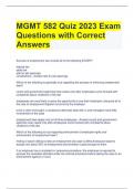 Bundle For MGMT 582 Exam Questions with Correct Answers