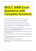 IBOLC BRM Exam Questions with Complete Solutions 