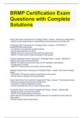 BRMP Certification Exam Questions with Complete Solutions 