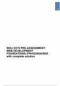  WGU D276 PRE-ASSESSMENT: WEB DEVELOPMENT FOUNDATIONS (PNVO)  2024/2025 with complete solution