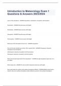 Introduction to Meteorology Exam 1 Questions & Answers 2023/2024