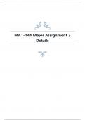 MAT-144 Major Assignment 3 Details.