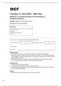 ocr GCSE Combined Science Chemistry A (Gateway Science) J250/04 June2023 Question Paper and Mark Scheme.