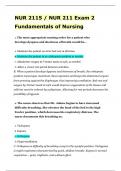 NUR 2115 - NUR 211 Exam 2 Fundamentals of Nursing