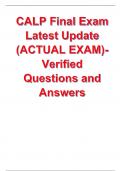 CALP Final Exam Latest Update 2023/2024 (ACTUAL EXAM)- Verified Questions and Answers  Latest Update 