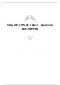NSG 3012 Week 1 Quiz – Question and Answers