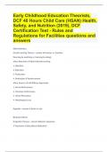 Early Childhood Education Theorists, DCF 40 Hours Child Care (HSAN) Health, Safety, and Nutrition with correct answers