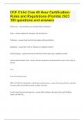 DCF Child Care 40 Hour Certification- Rules and Regulations (Florida) 2023| 103 questions and answers