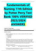 Fundamentals of Nursing 11th Edition by Potter Perry Test Bank 100% VERIFIED  2023/2024  ANSWERS