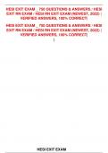 HESI EXIT EXAM   750 QUESTIONS & ANSWERS / HESIEXIT RN  EXAM / HESI RN EXIT EXAM (NEWEST, ) | VERIFIED ANSWERS,  100% CORRECT|