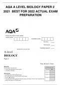 AQA A LEVEL BIOLOGY PAPER 2 LATEST 2021