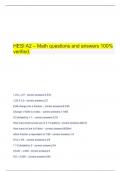  HESI A2 – Math questions and answers 100% verified.