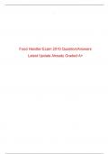 Food Handler Exam 2019 Question and Correct Answers Latest Update Already Graded A+
