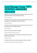 Food Manager Exam 100%  VERIFIED ANSWERS  2023/2024