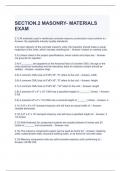SECTION.2 MASONRY- MATERIALS EXAM QUESTIONS AND ANSWERS 2023