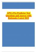 APEA Pre-Predictor Test Questions and Answer with Rationales Latest 2023