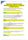 Med Surg 3 Final Exam (100 Questions and Answers + rationale) Verified Answers