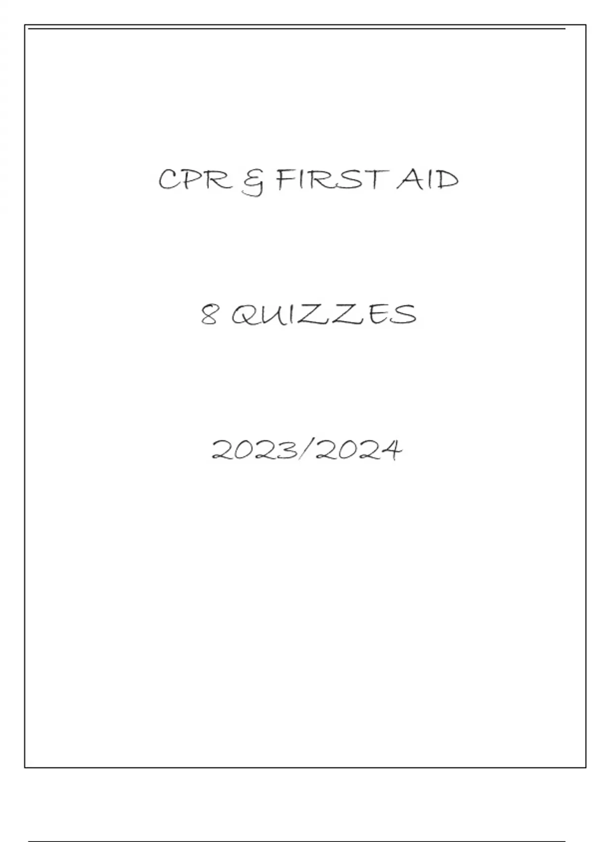 CPR & FIRST AID 8 QUIZZES RN Nursing Stuvia US