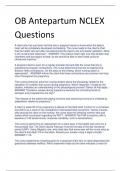 OB Antepartum NCLEX  Questions