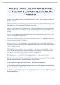 MTA BUS OPERATOR EXAM FOR NEW YORK CITY SECTION 3 COMPLETE QUESTIONS AND ANSWERS 2023 