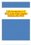 C182 Introduction to IT WGU Exam With Complete Solutions