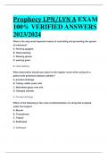 Prophecy LPN/LVN A EXAM 100% VERIFIED ANSWERS 2023/2024 