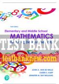 Test Bank For Elementary and Middle School Mathematics: Teaching Developmentally 10th Edition All Chapters - 9780136941101