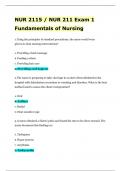 NUR 2115 - NUR 211 Exam 1  Fundamentals of Nursing Latest Updated  Correctly answered answers Graded A+ 