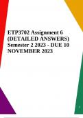 ETP3702 Assignment 6 (DETAILED ANSWERS) Semester 2 2023 - DUE 10 NOVEMBER 2023