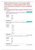 NRNP 6568 Final Exams -Test bank- NRNP 6568 WEEK 11 FINAL EXAM LATEST 20232024 WALDEN UNIVERSITY (100% VERIFIED Q & A ) BEST EXAM SOLUTION LATEST UPDATE 2023 