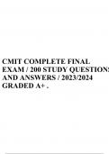 CMIT COMPLETE FINAL EXAM / 200 STUDY QUESTIONSAND ANSWERS / 2023/2024 GRADED A+ .