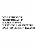 COMPREHENSIVE PREDICTOR ATI 1st  RETAKE / STUDY QUESTIONS AND ANSWERS UPDATED VERSION 2023/2024.