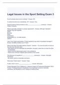 Legal Issues in the Sport Setting Exam 3 Questions and Answers