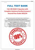 Full; OB EXAM 4 (+850 Question with Complete Solutions/Verified Answers/ Assured Pass Guide 2023/24
