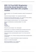 EDD 112 Final SUNY Binghamton University Actual Questions and Answers 2023-2024 with complete solution