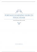 Portage Learning NURS 231 Final  Exam Correctly Answered Latest UPDATE   Graded A+