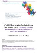 LPL4802 Exam Portfolio Answers Semester 2 October 2023. 100% Distinction