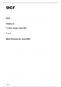 ocr A Level History A Y113/01 June2023 Question Paper and Mark Scheme.