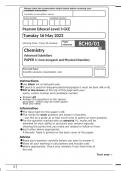 Pearson Edexcel GCE In Chemistry (8CH0) Paper 01 Core Inorganic and Physical Chemistry Question paper and  Mark Scheme June 2023