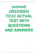 (solved 2023-2024) TCCC ACTUAL TEST WITH QUESTIONS AND ANSWERS