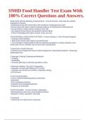 SNHD Food Handler Test Exam With 100% Correct Questions and Answers & SNHD Health Card Test Questions and Answers Graded A+.