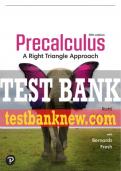 Test Bank For Precalculus: A Right Triangle Approach 5th Edition All Chapters - 9780137519415