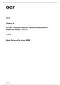 ocr A Level History A Y316/01 Question Paper and Mark Scheme June2023.