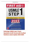 Pathology USMLE step 1 Exam Questions (1,255 Terms) with Verified Solutions Latest Update 2023-2024