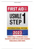 USMLE Step 1 Antibiotics Exam Questions (198 Terms) with Complete Elaborations 2023-2024.