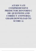 ATI RN VATI COMPREHENSIVE PREDICTOR 2019 FORM 180 Questions and Answers 2023 